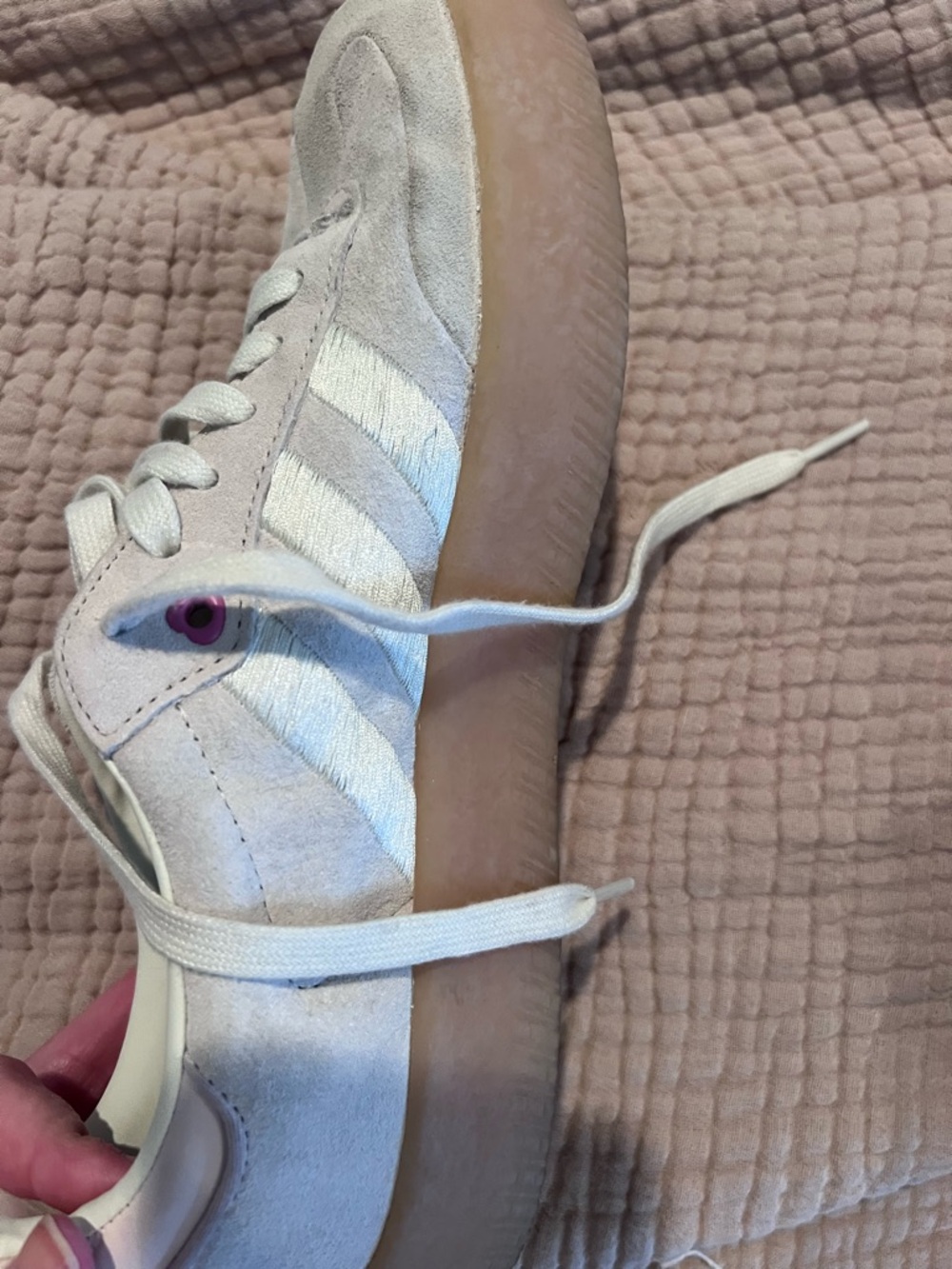 adidas Samba Suede Sneakers - Cream with Pink Accents - Picture 8 of 14